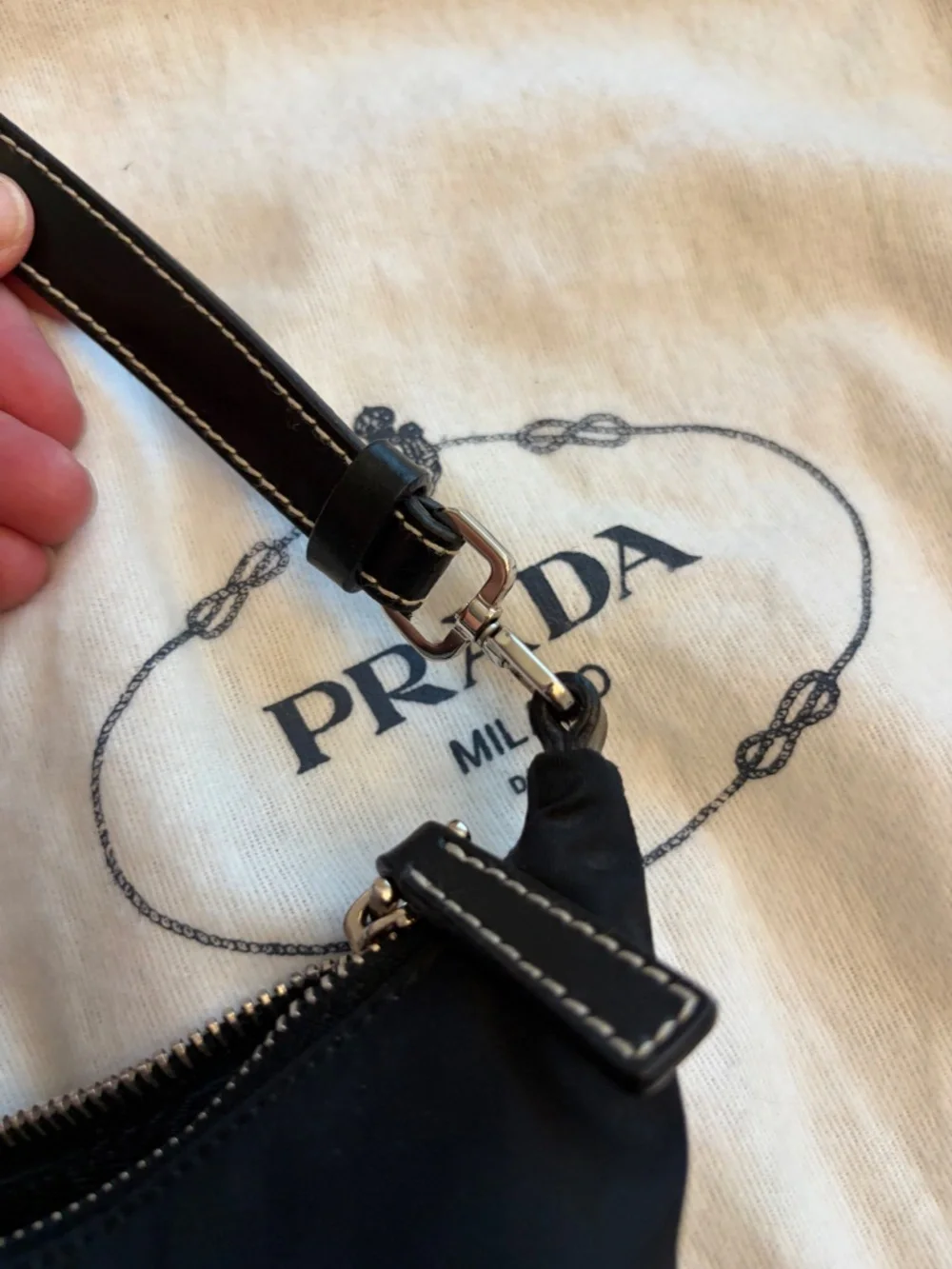 Prada Nylon Mini Hobo Shoulder Bag, Black